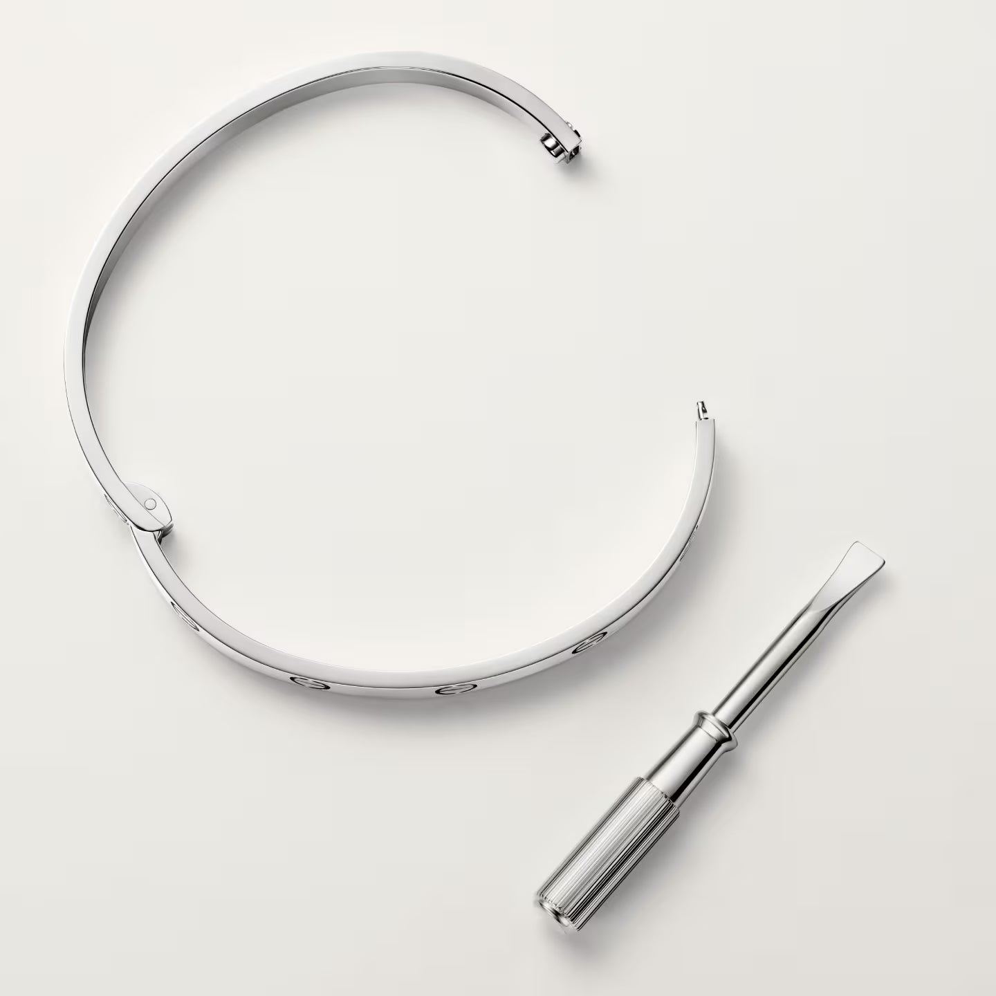 Pulsera LOVE cierre con tornillo <br> Oro Blanco